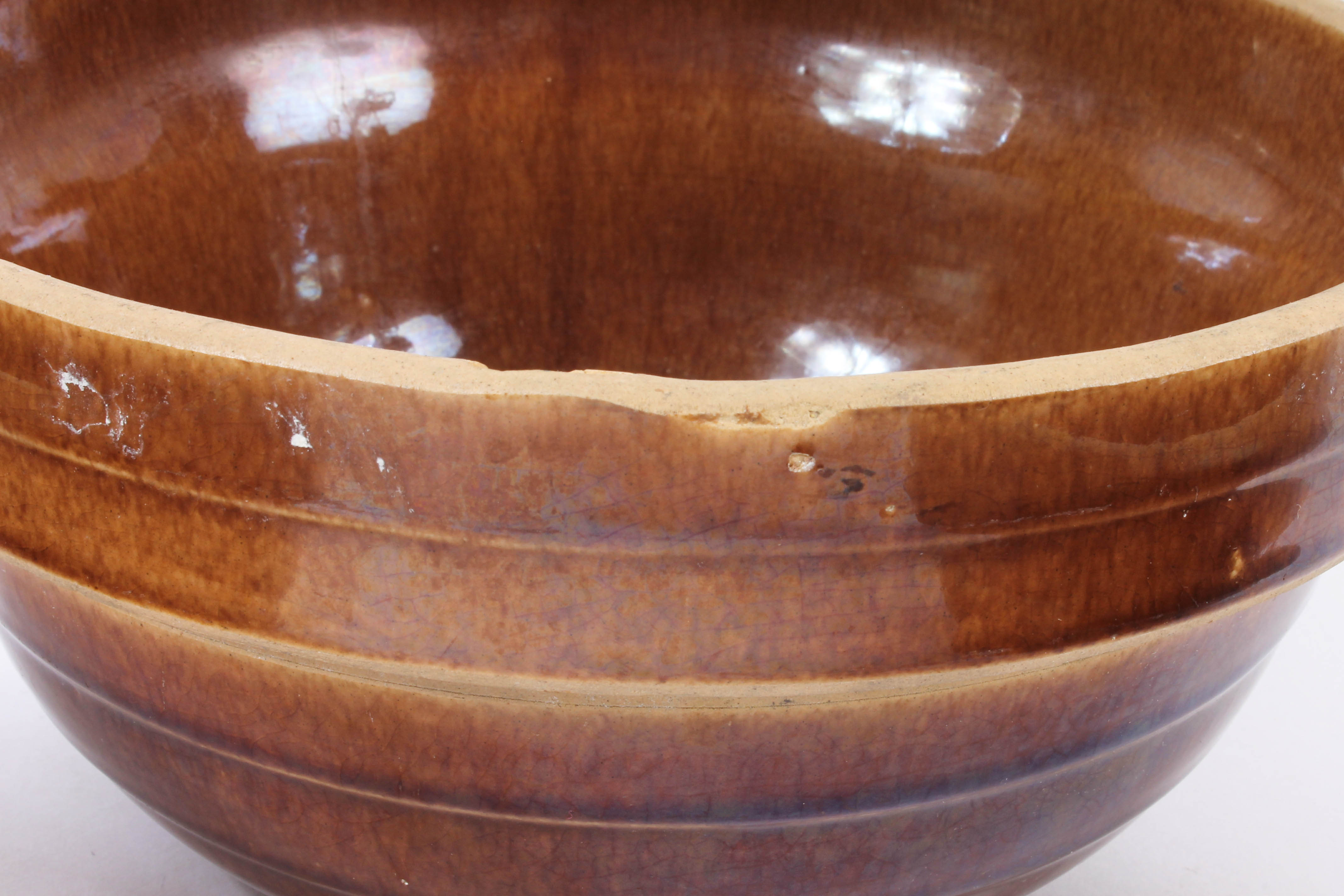 Mottled Brown Glazed Ceramic Mixing Bowls
