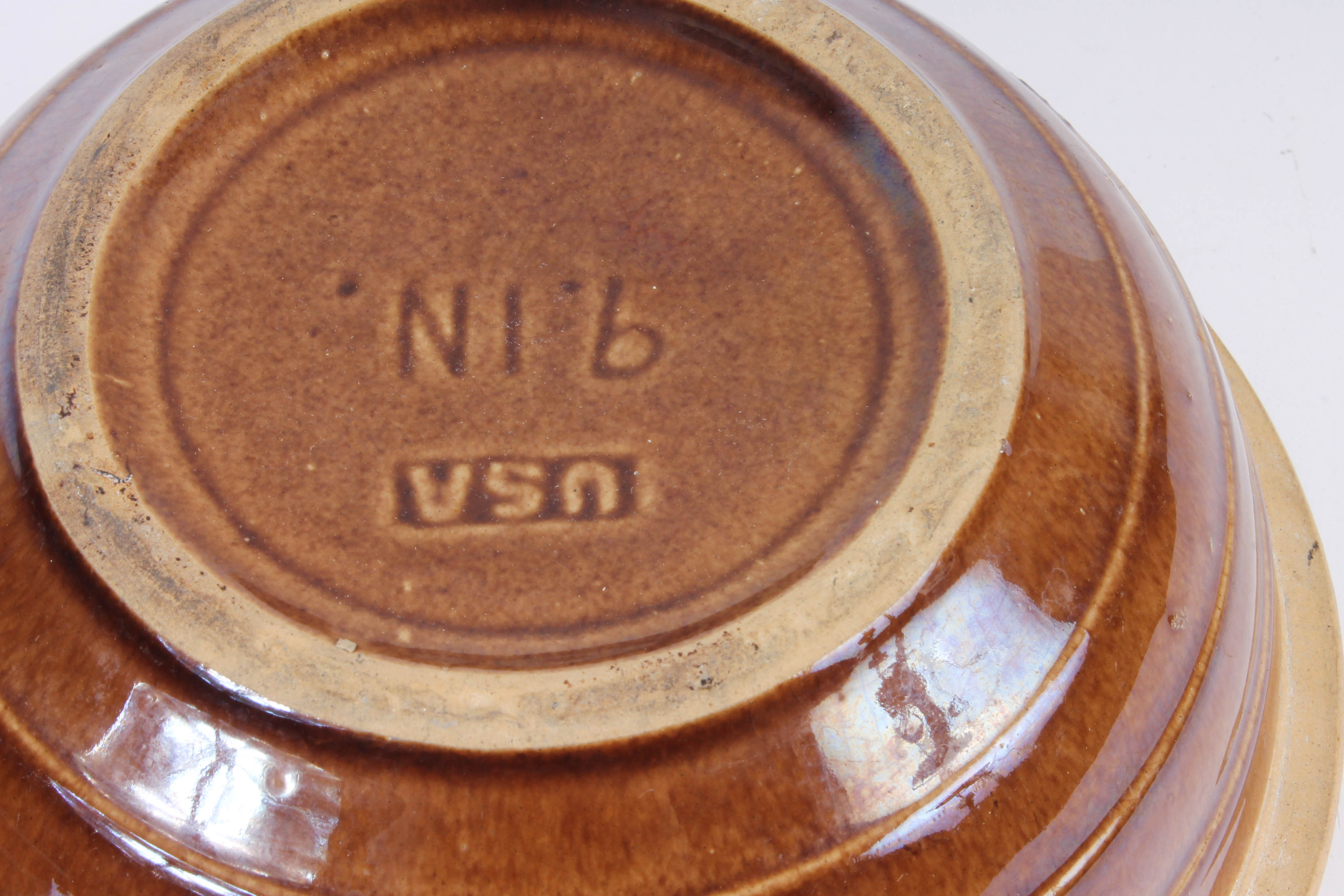 Mottled Brown Glazed Ceramic Mixing Bowls