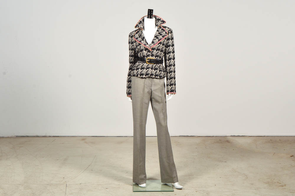 Pam McMahon Couture Jacket with Belt and  Karen Millen Houndstooth Pants