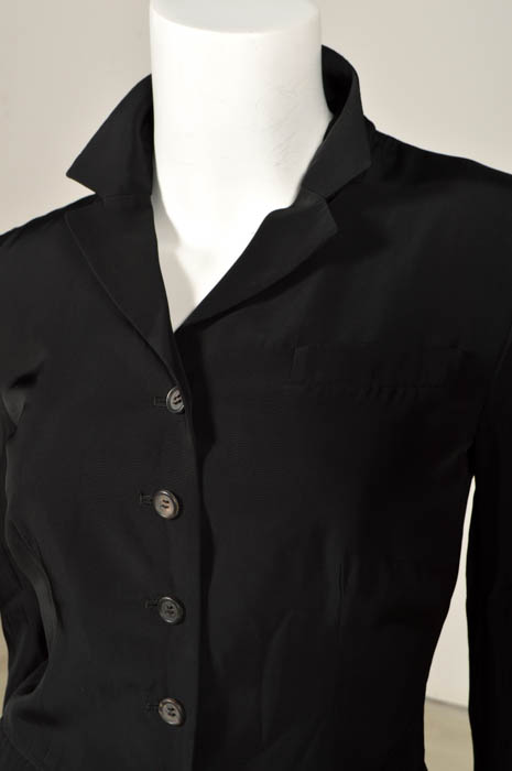 Prada Black Jacket, Pam McMahon Silk Chiffon Pants with Belt