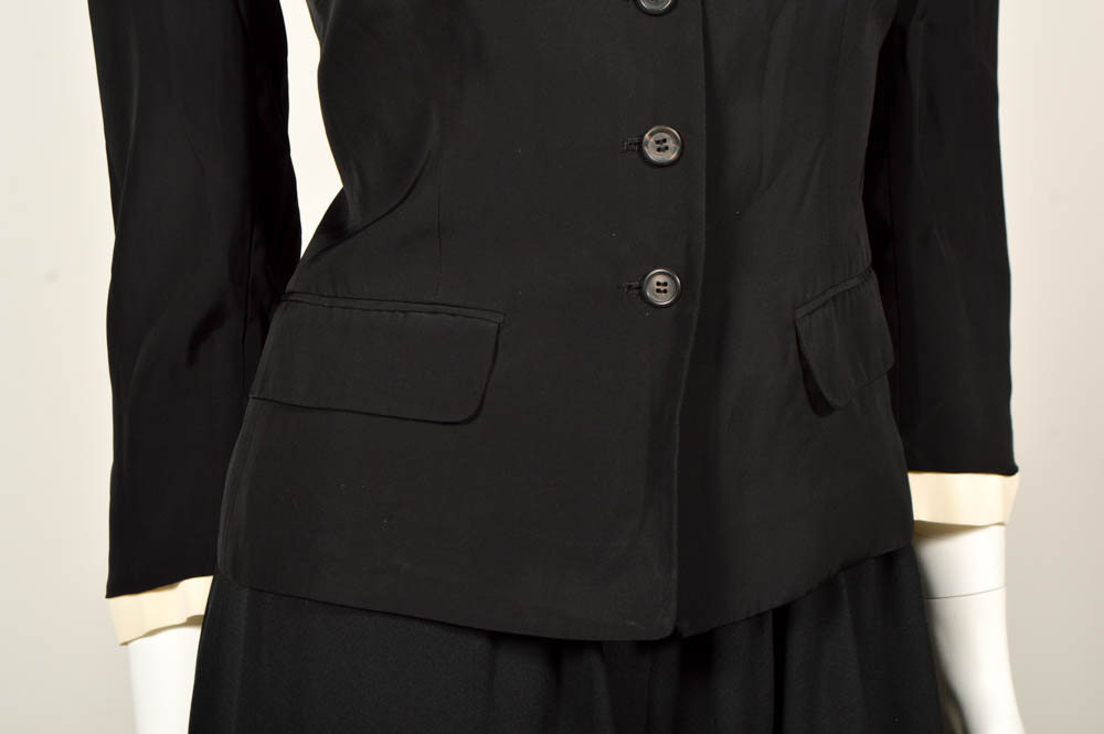 Prada Black Jacket, Pam McMahon Silk Chiffon Pants with Belt