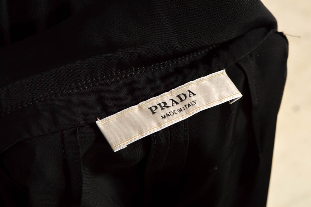 Prada Black Jacket, Pam McMahon Silk Chiffon Pants with Belt