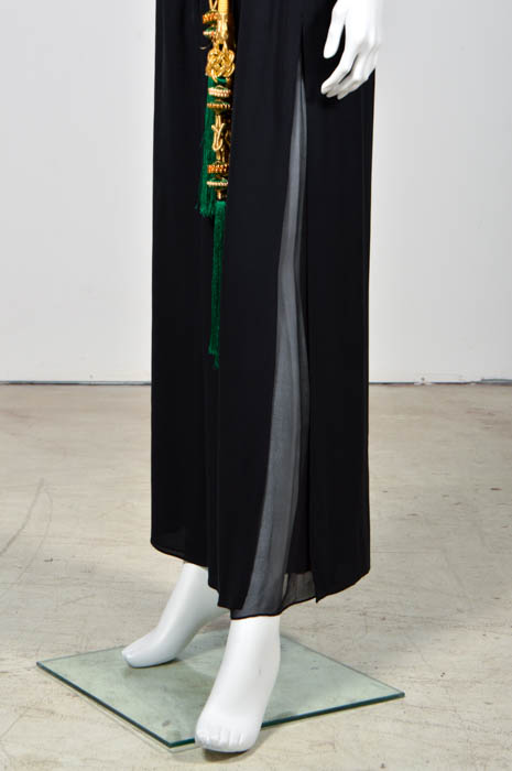 Prada Black Jacket, Pam McMahon Silk Chiffon Pants with Belt