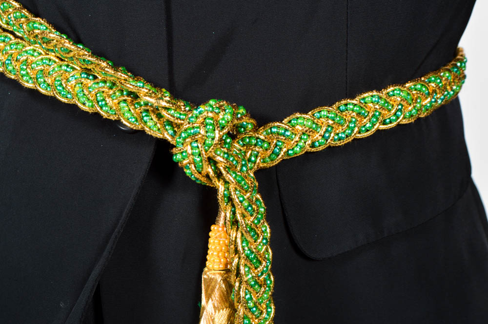 Prada Black Jacket, Pam McMahon Silk Chiffon Pants with Belt