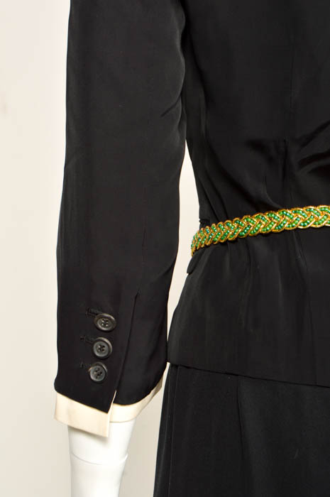 Prada Black Jacket, Pam McMahon Silk Chiffon Pants with Belt