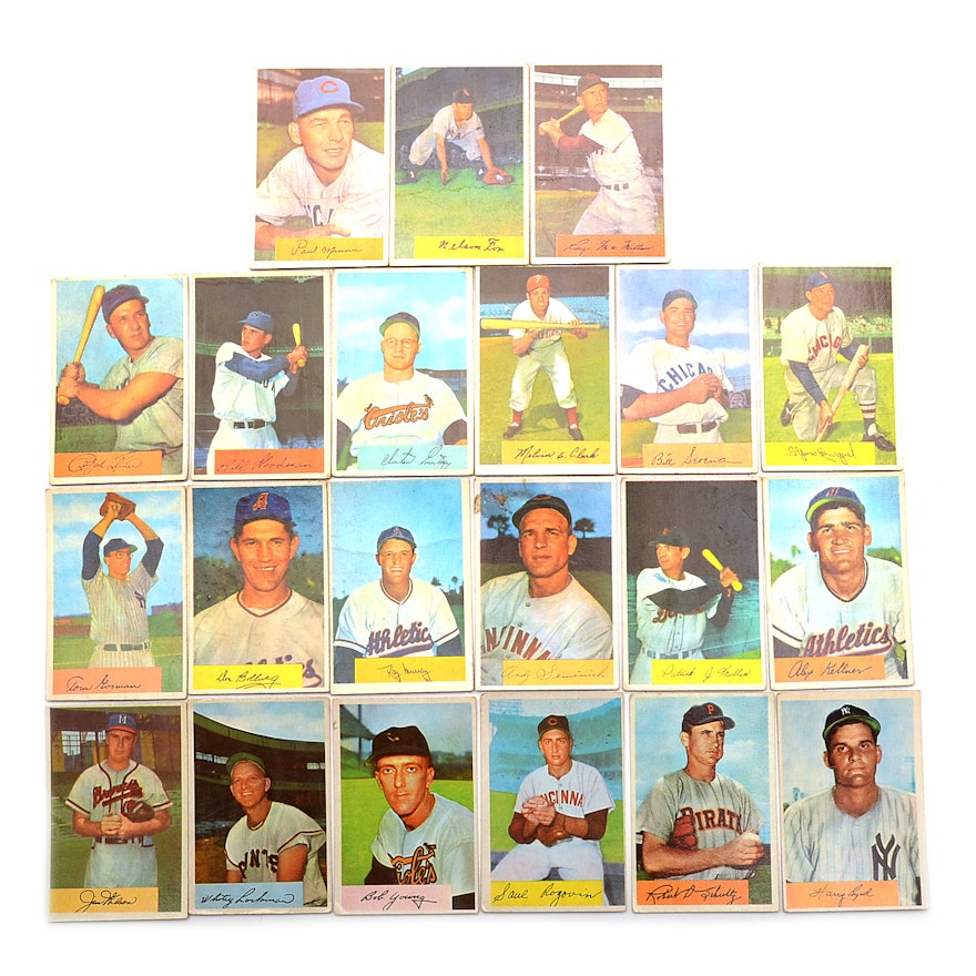 Twenty One 1954 Bowman Baseball Cards