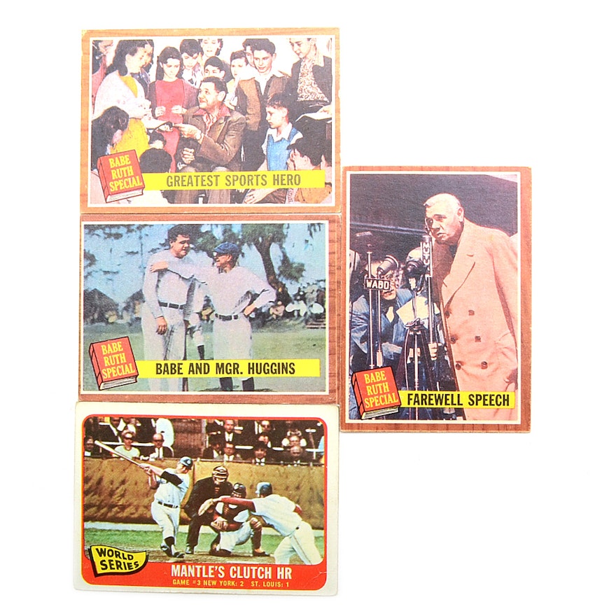 1960s Mantle and Ruth Topps Baseball Cards