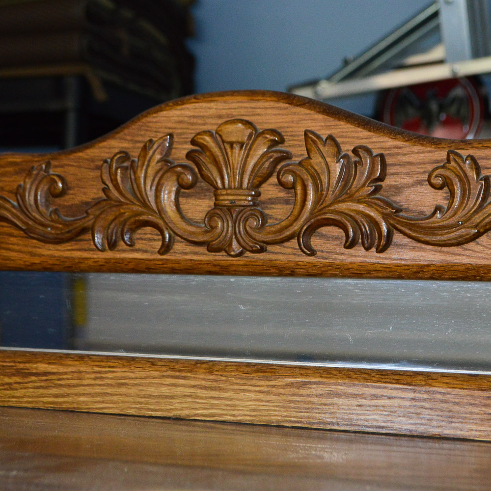 Vintage Oak Demilune Display Cabinet