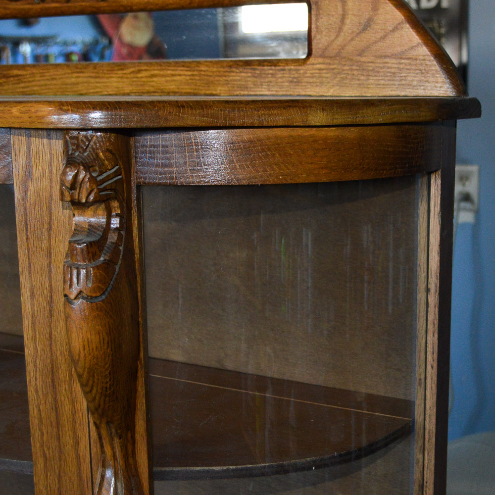 Vintage Oak Demilune Display Cabinet