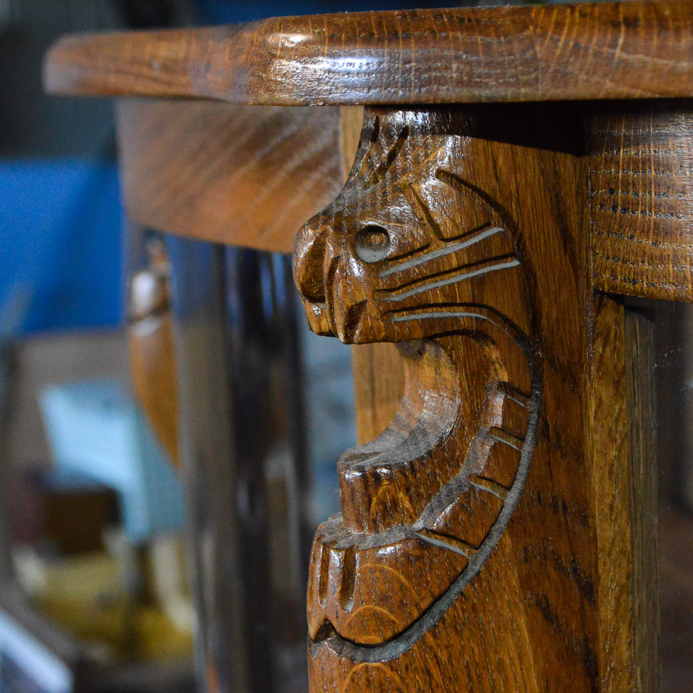 Vintage Oak Demilune Display Cabinet