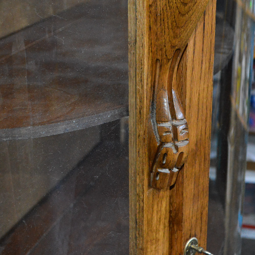 Vintage Oak Demilune Display Cabinet