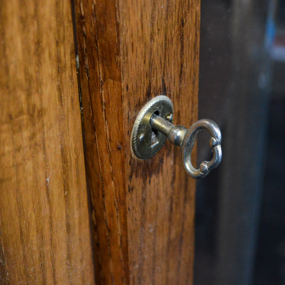 Vintage Oak Demilune Display Cabinet