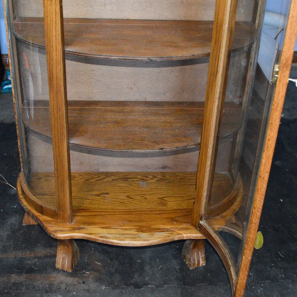Vintage Oak Demilune Display Cabinet