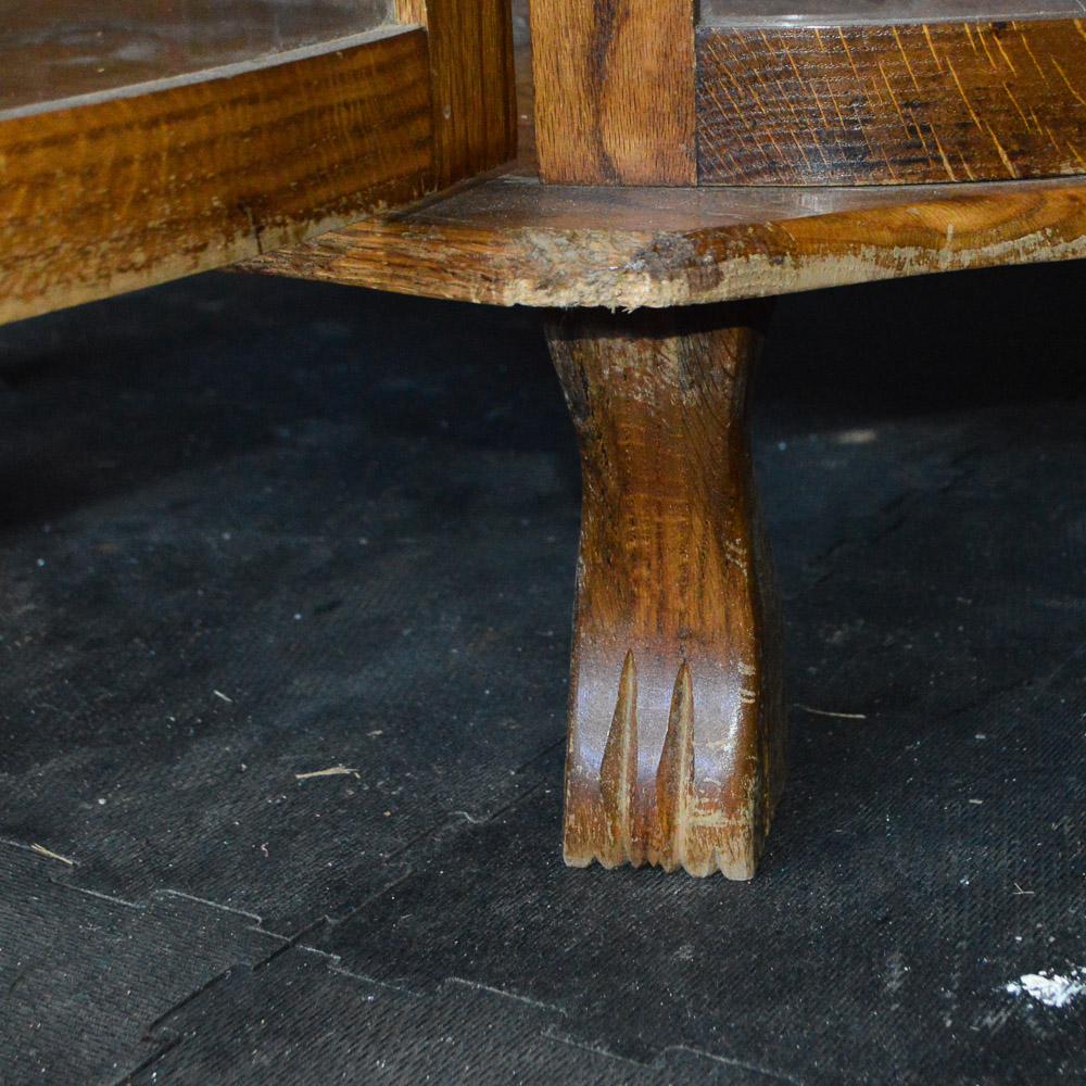 Vintage Oak Demilune Display Cabinet