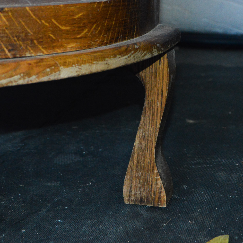 Vintage Oak Demilune Display Cabinet