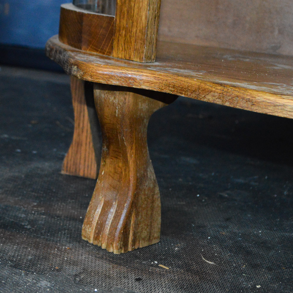 Vintage Oak Demilune Display Cabinet