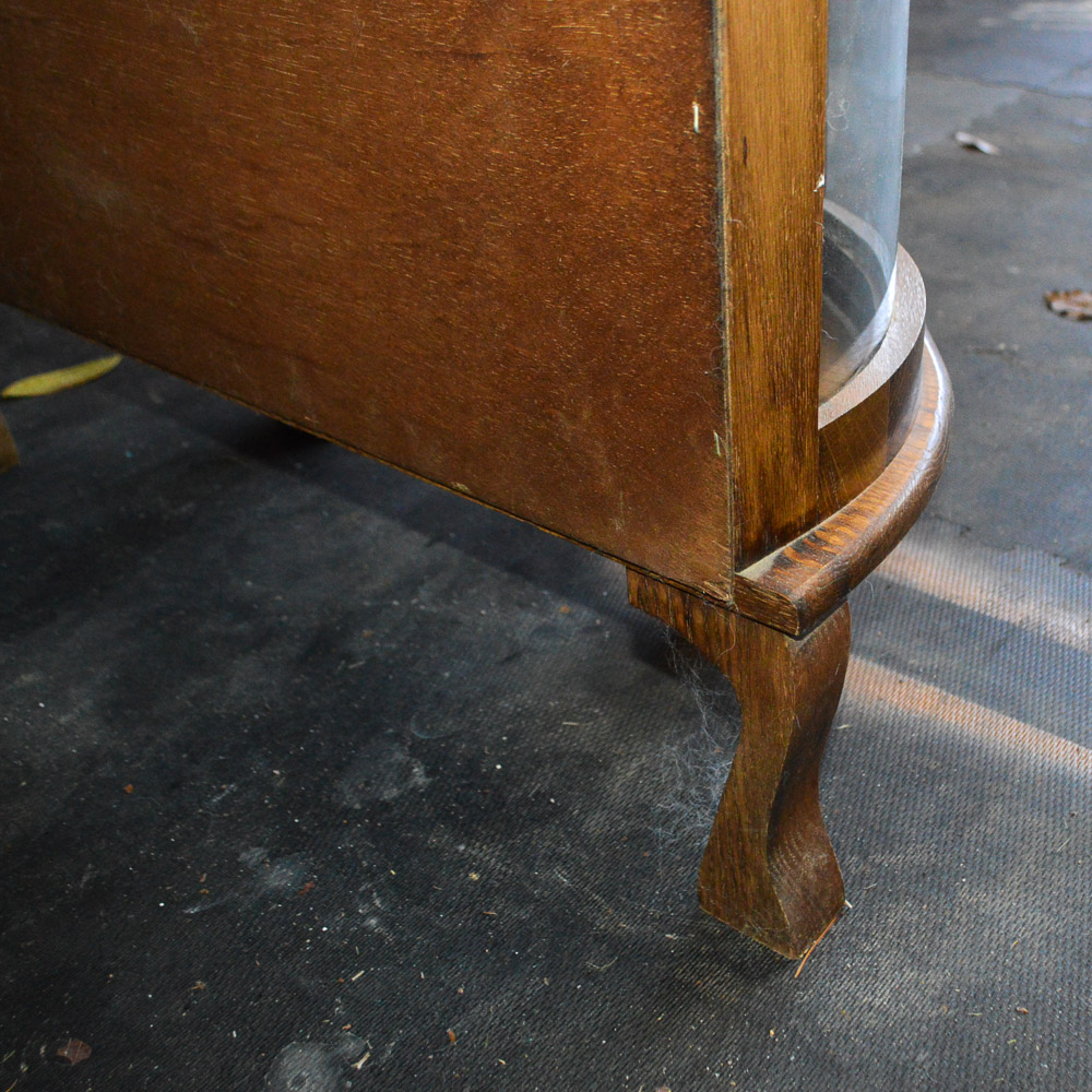 Vintage Oak Demilune Display Cabinet