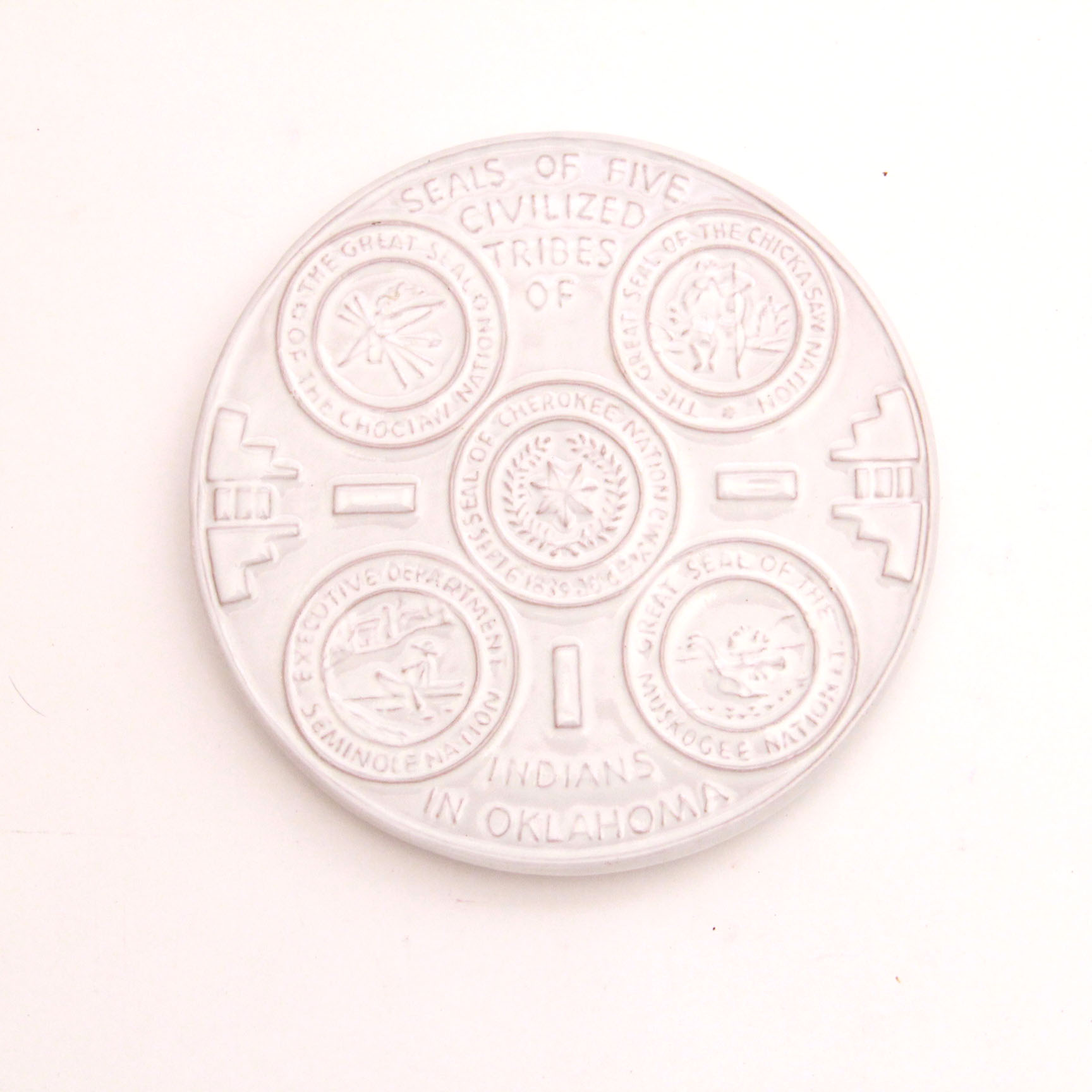 Frankoma Pottery "Seals of Five Civilized Tribes of Indians in Oklahoma" Plate