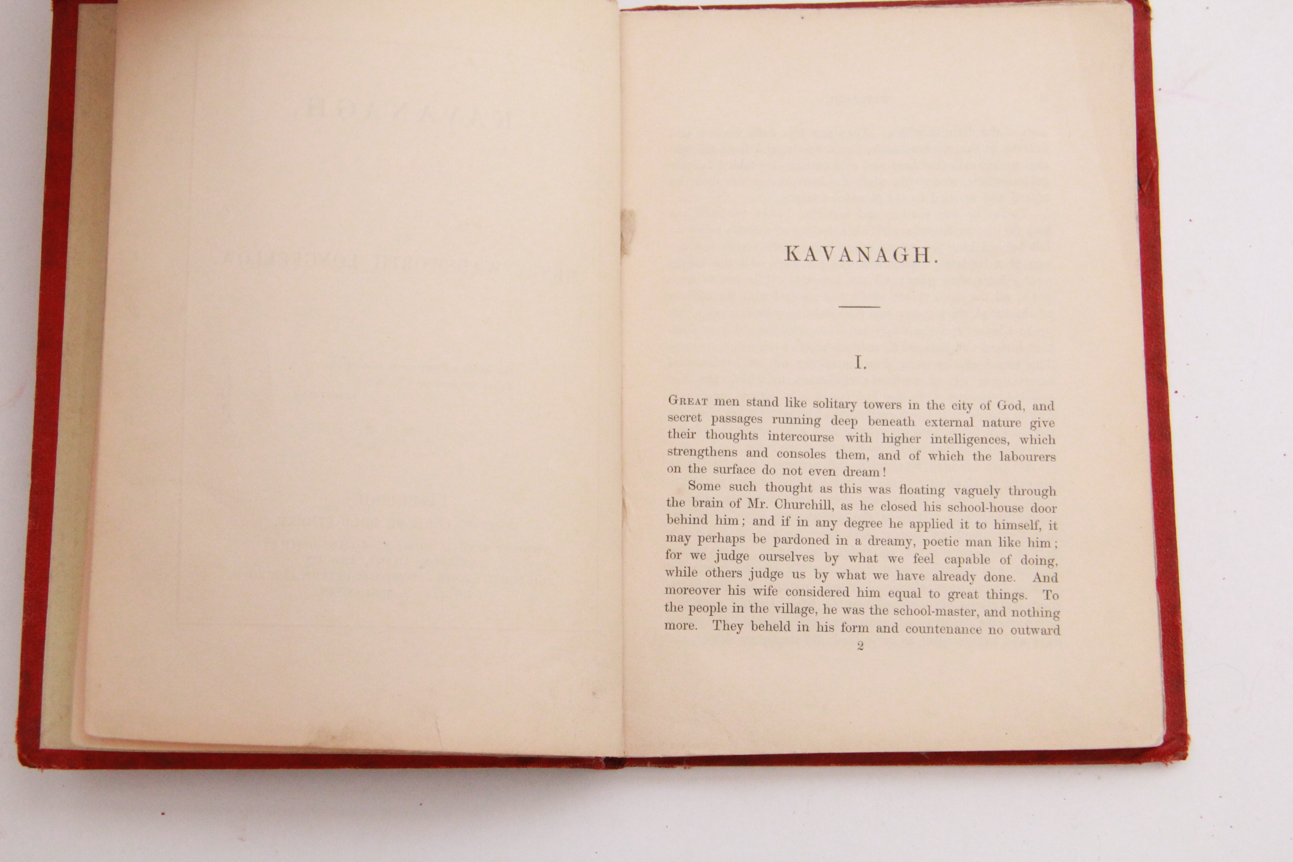 1849 First British Edition Liverpool Printing of "Kavanagh A Tale" by Henry Wadsworth Longfellow and More