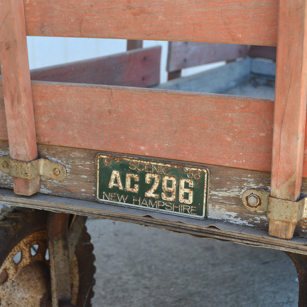 Vintage Hamilton Steel Wooden Pull Wagon