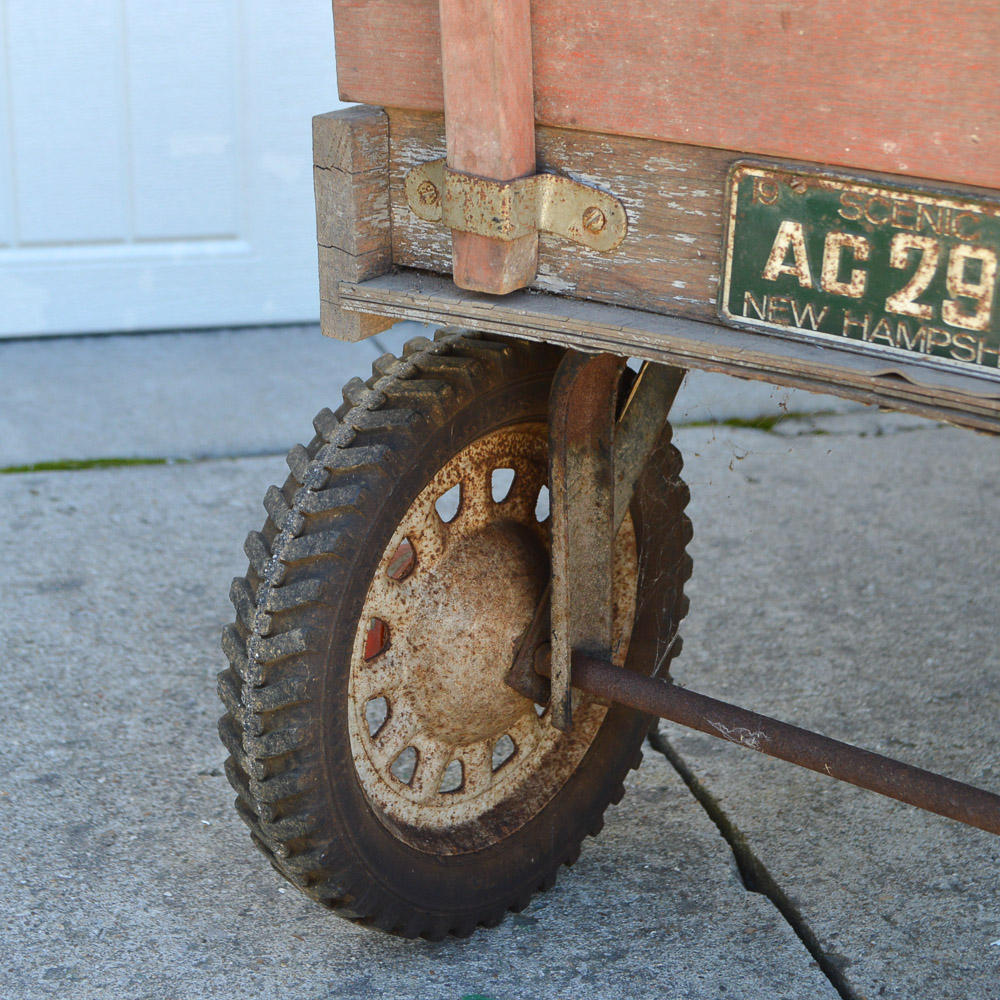 Vintage Hamilton Steel Wooden Pull Wagon