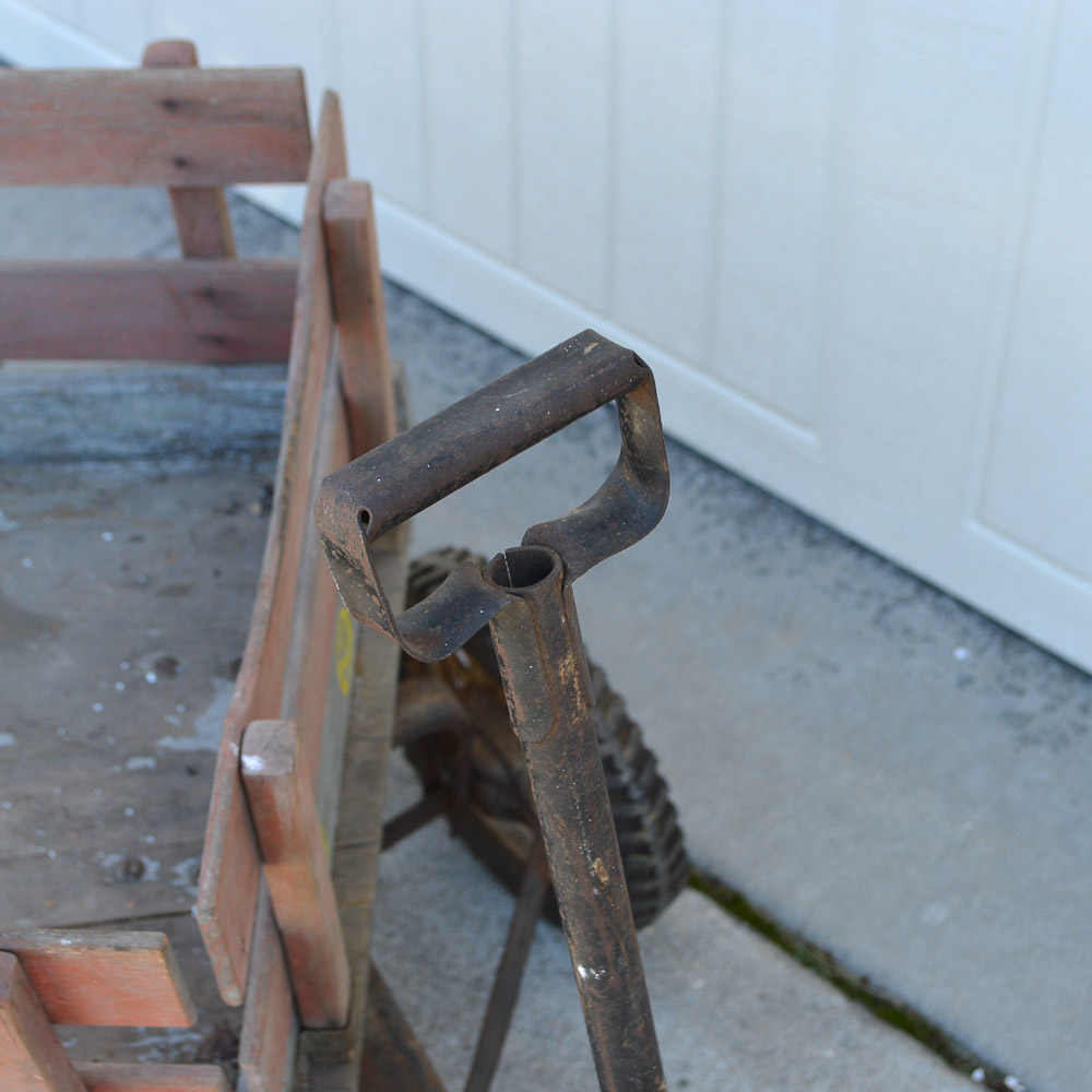 Vintage Hamilton Steel Wooden Pull Wagon