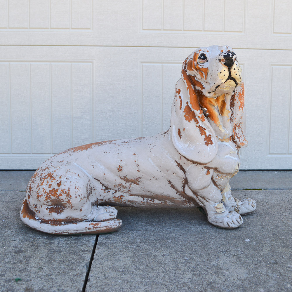 Mid 20th Century Plaster Basset Hound Figurine