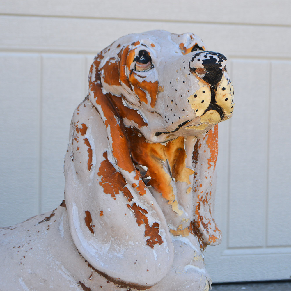 Mid 20th Century Plaster Basset Hound Figurine