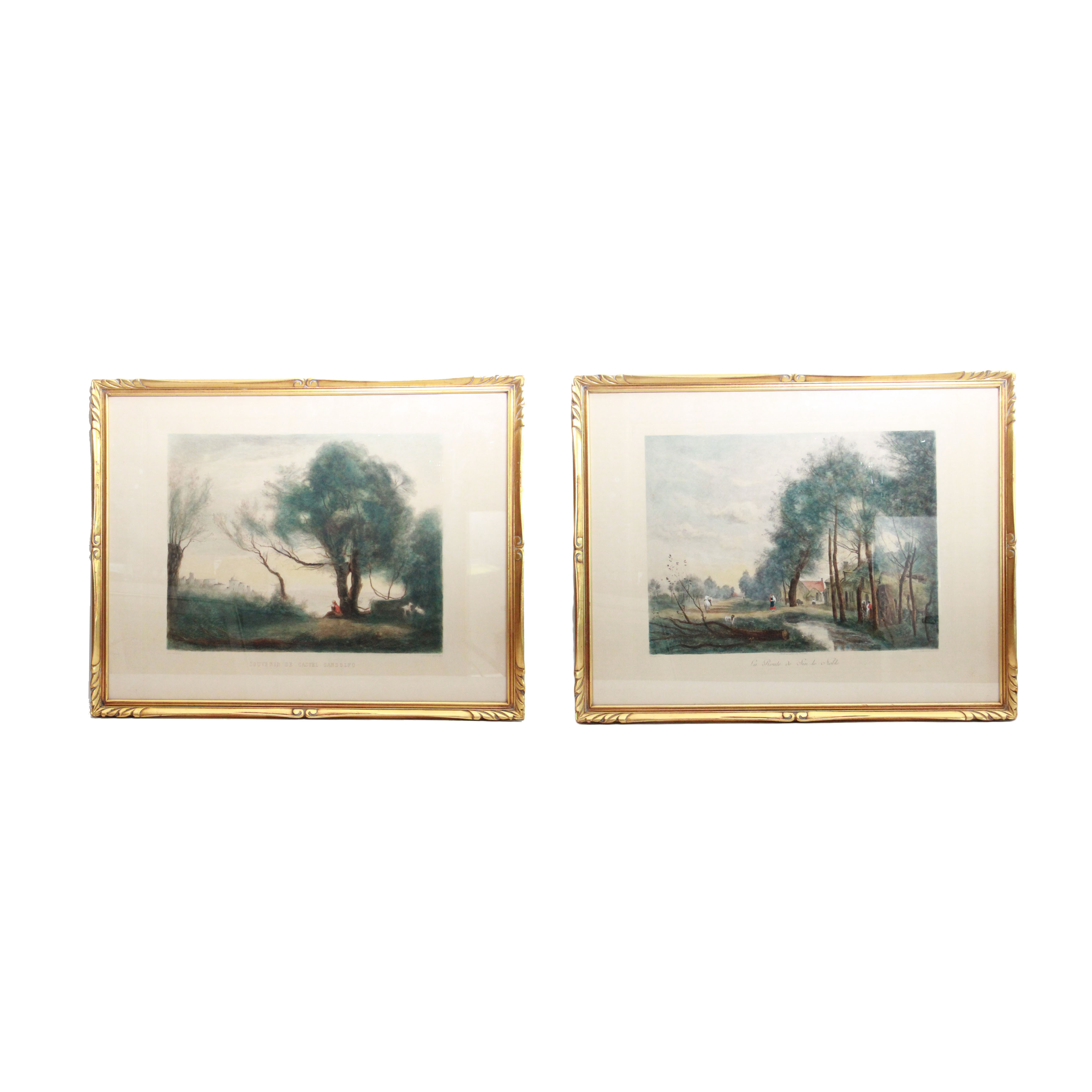 Jean-Baptiste-Camille Corot Hand-Colored Etchings After French Landscapes