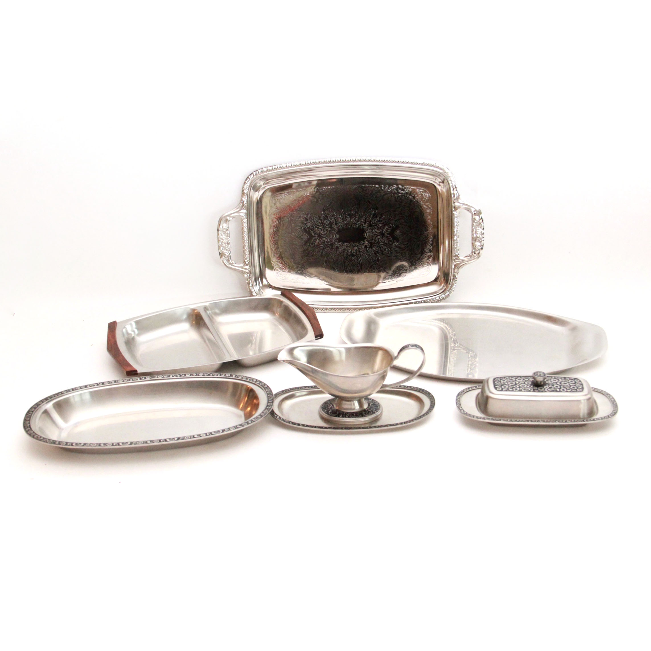 Stainless Steel and Silver Plate Servingware