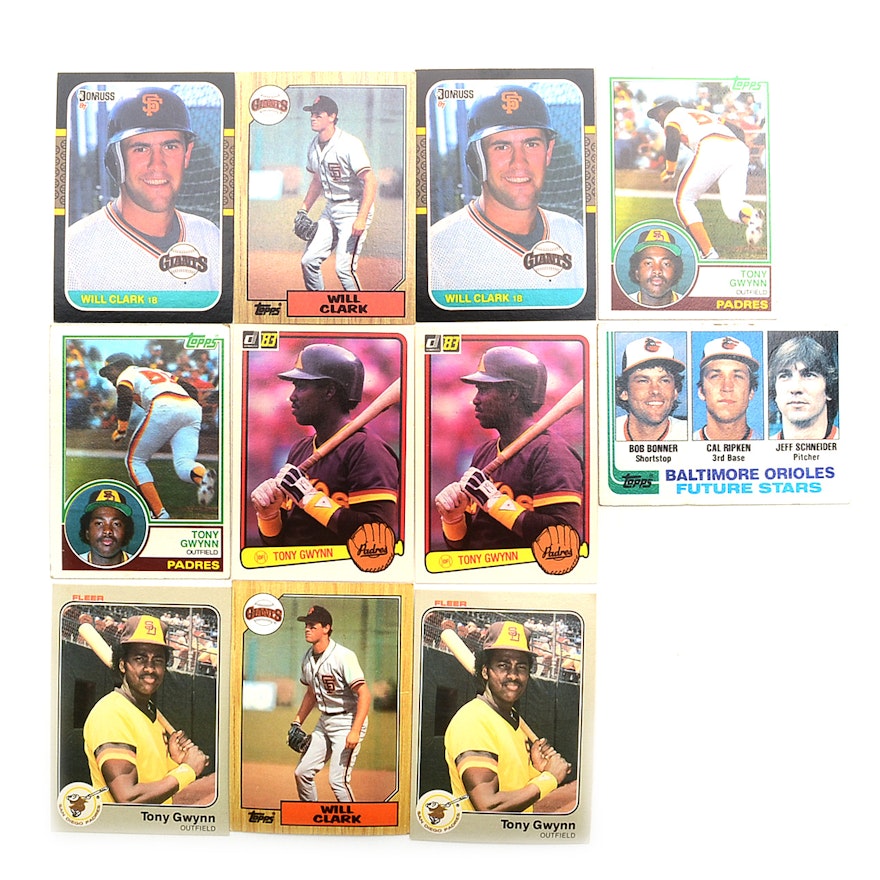 Gwynn, Ripken Jr., Clark Rookie Baseball Cards