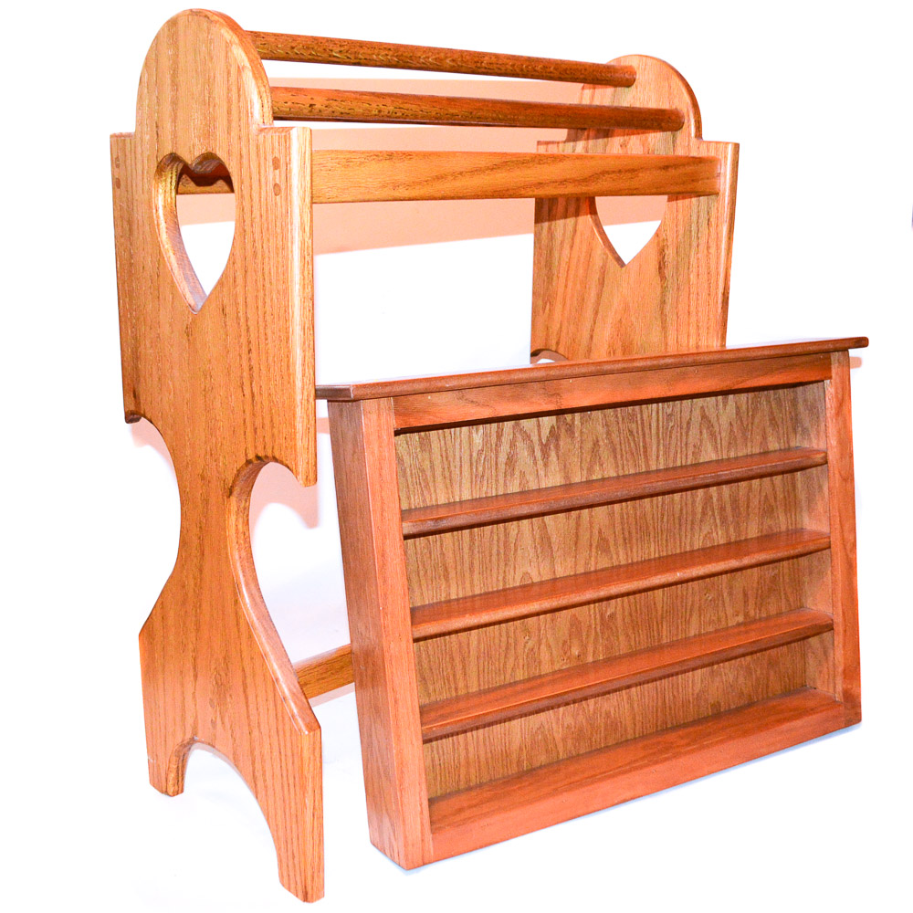 Oak Quilt Rack and Display Shelf