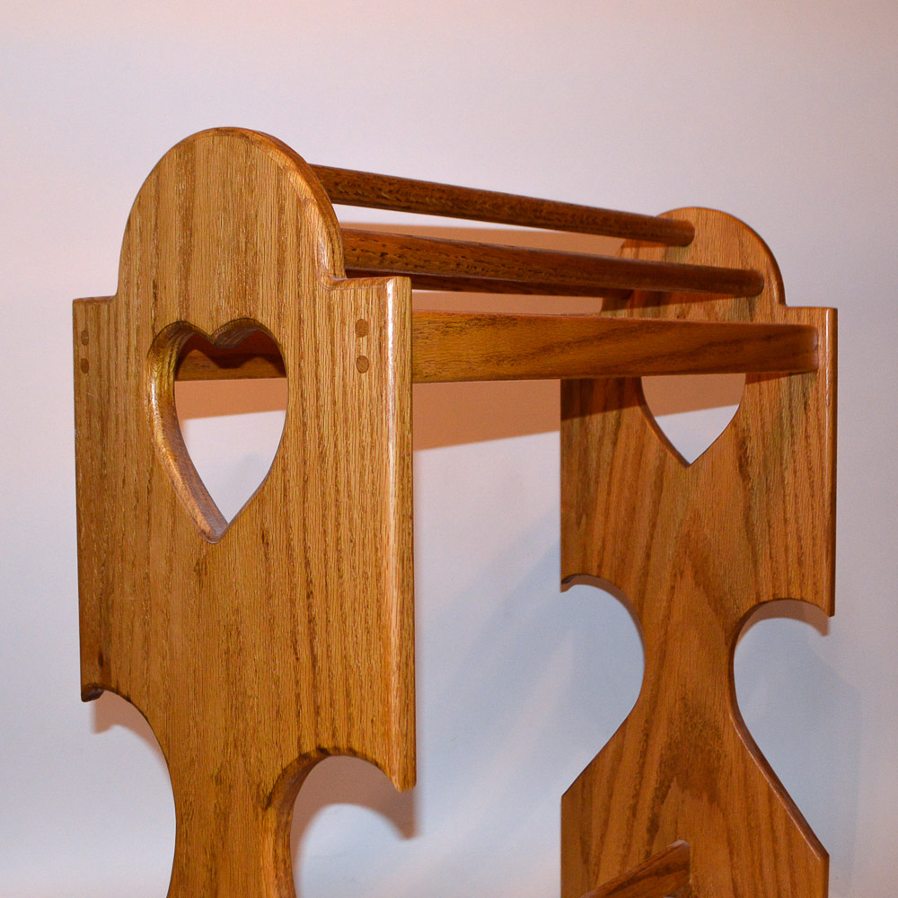 Oak Quilt Rack and Display Shelf