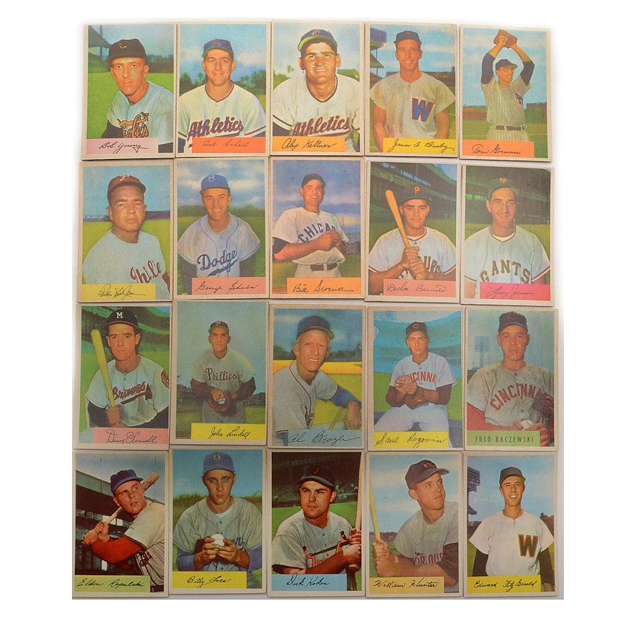 Twenty 1954 Bowman Baseball Cards