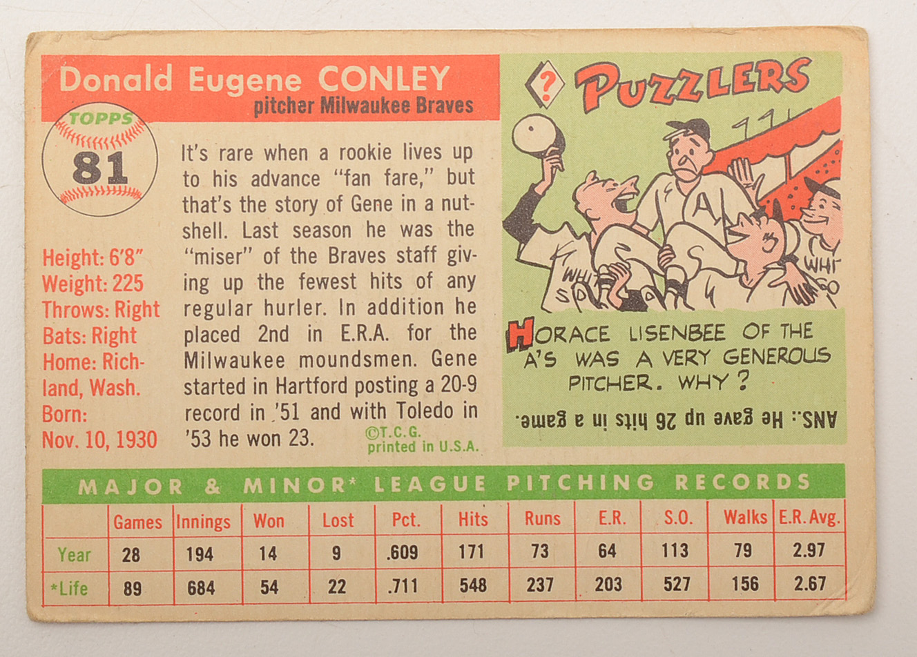 Twenty Five 1950s Topps Baseball Cards