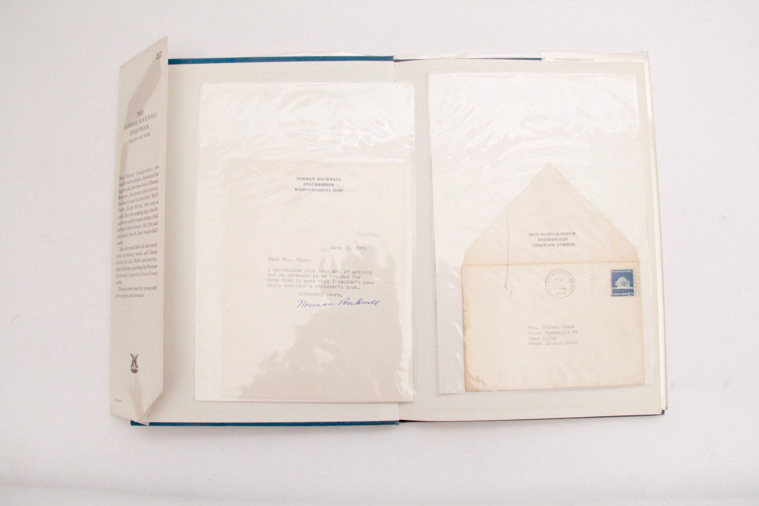 1969 Norman Rockwell Signed "The Norman Rockwell Storybook" and 1975 Signed Letter