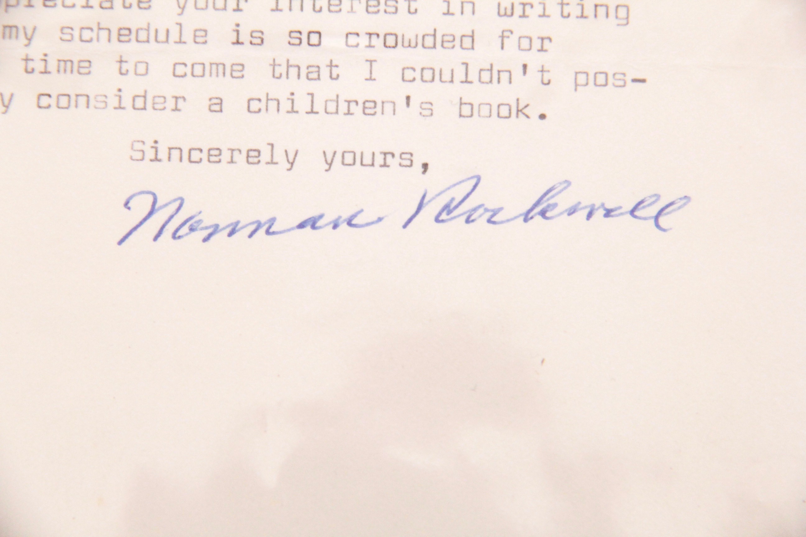 1969 Norman Rockwell Signed "The Norman Rockwell Storybook" and 1975 Signed Letter