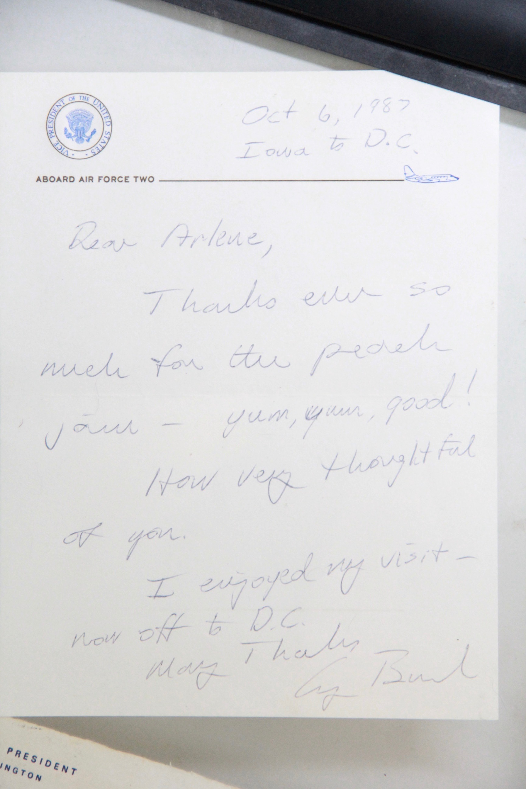 1987 Handwritten Letter and Autograph From Vice President George H. W. Bush