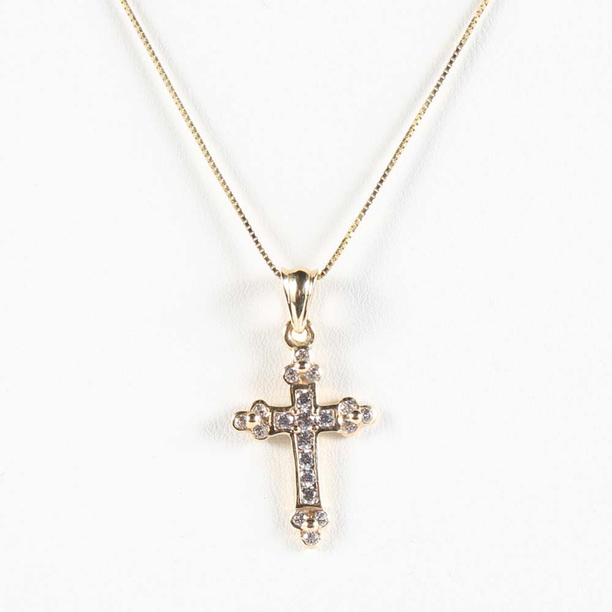14K Gold Necklace with Cross Pendant