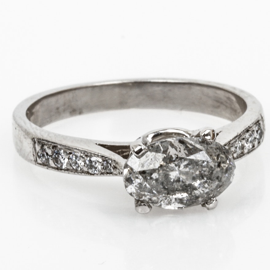 Platinum and 1.58 CTW Diamond Cathedral Engagement Ring