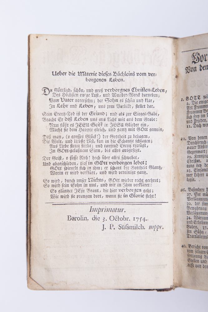1756 German Language Edition "The Hidden Life With Christ In God"