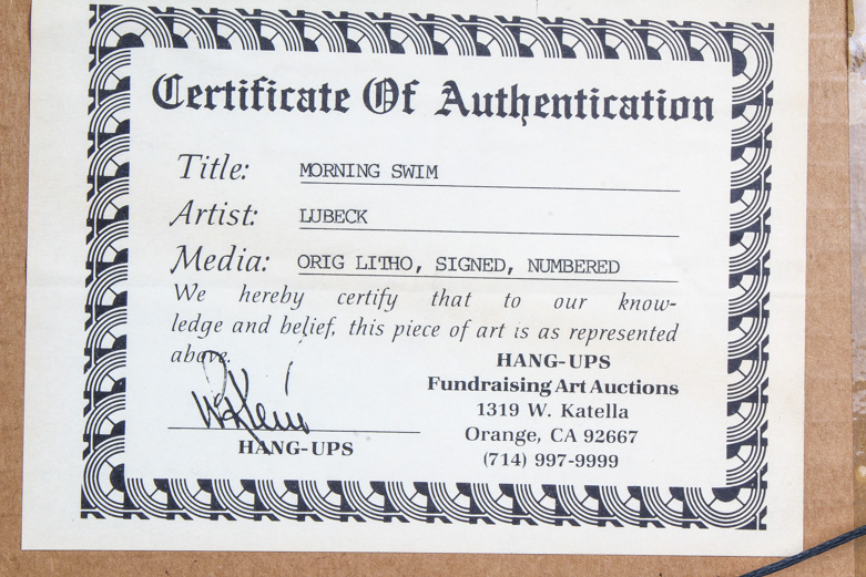 Gerald Lubeck Lithograph "Morning Swim"