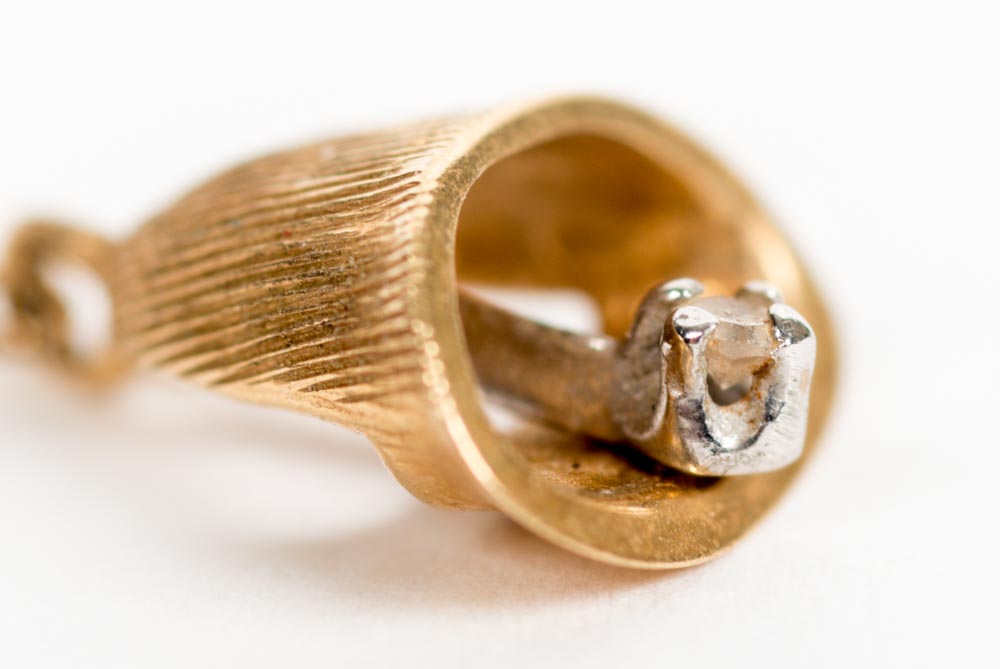 14K Gold Bell Pendant Necklace