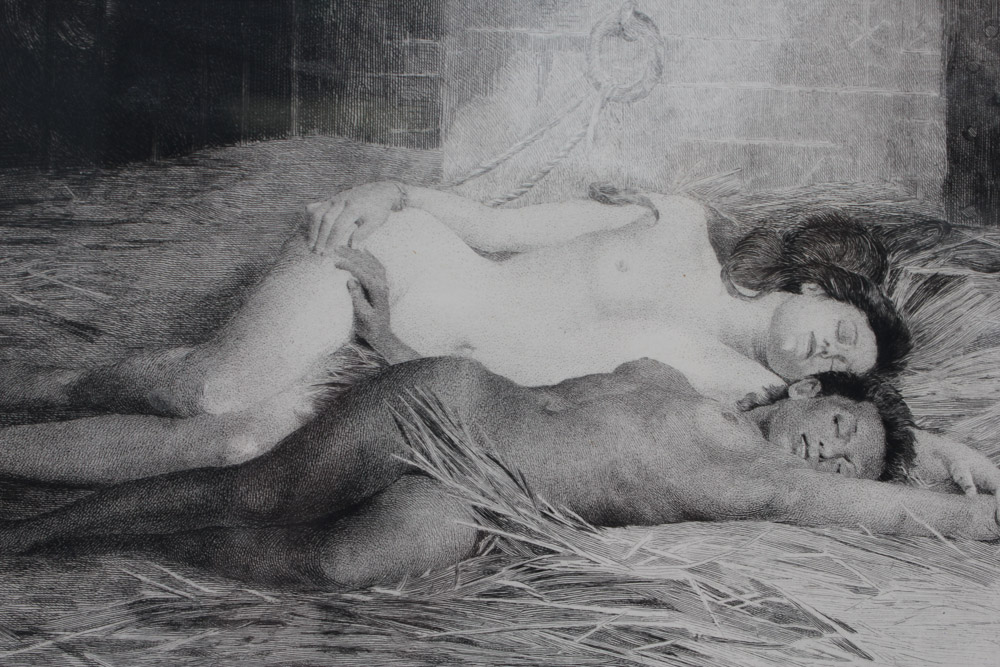 Antique Charles Bernard de Billy Etching "The Victory of Faith" after St. George Hare