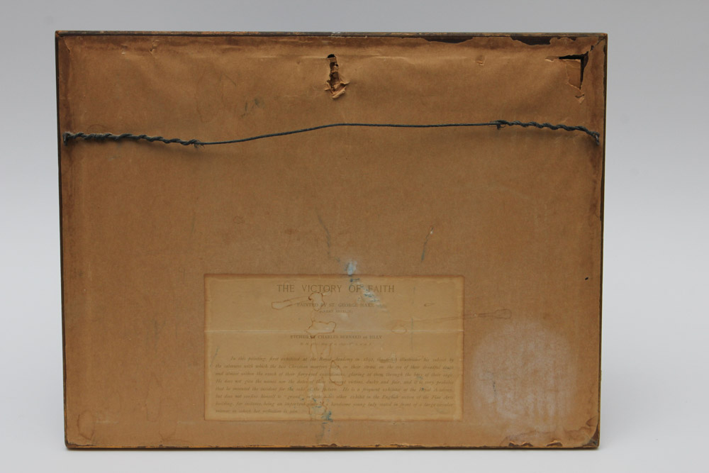 Antique Charles Bernard de Billy Etching "The Victory of Faith" after St. George Hare