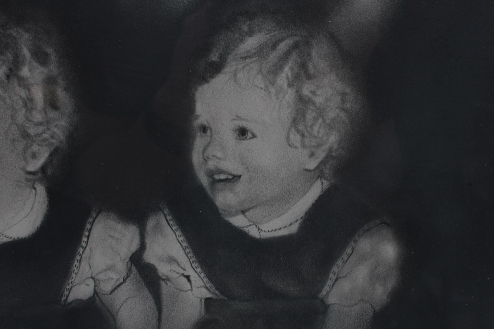1973 Manon Cleary Graphite Drawing of Twin Sisters