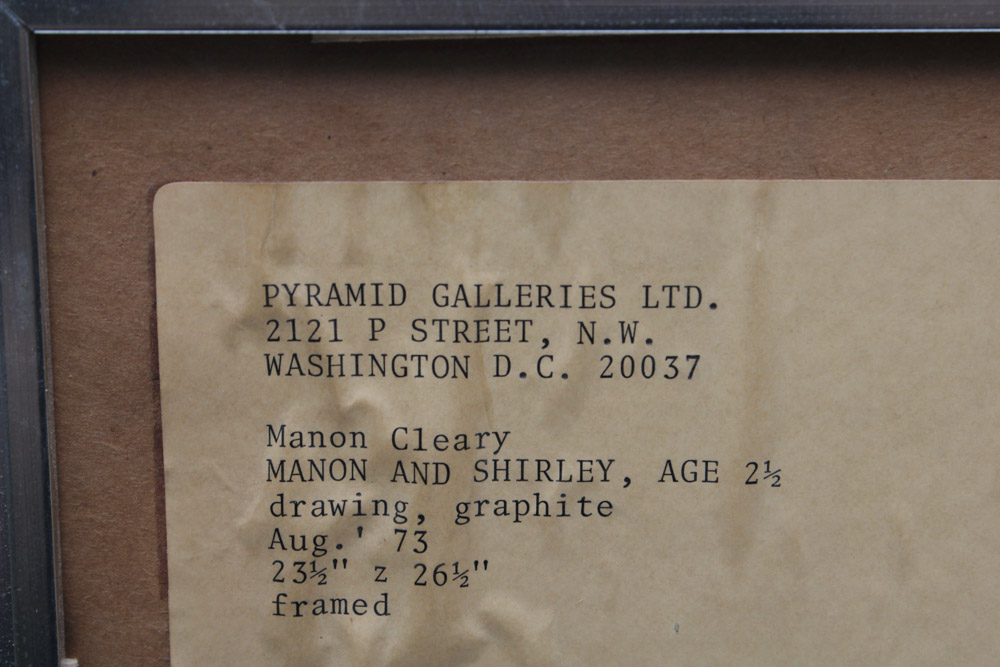 1973 Manon Cleary Graphite Drawing of Twin Sisters