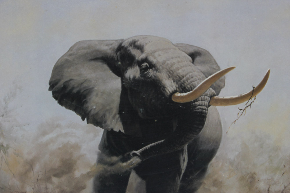 Guy Coheleach Offset Lithograph "Beware: African Bull Elephant"