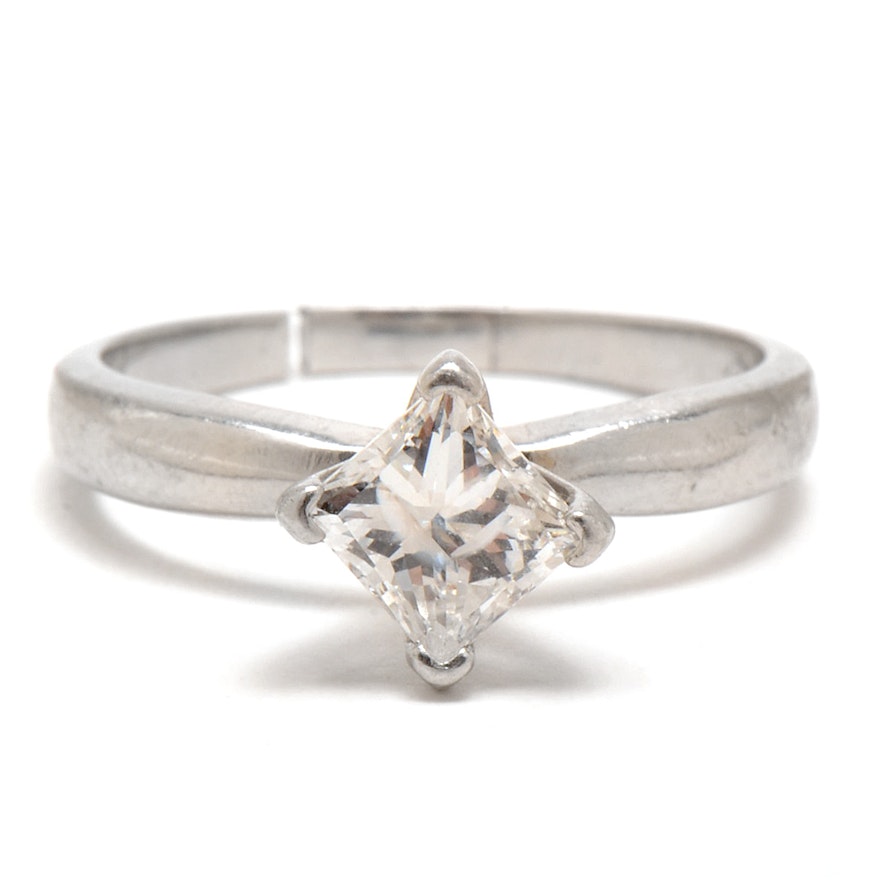 Platinum 1.00 CT Princess-Cut Diamond Engagement Ring