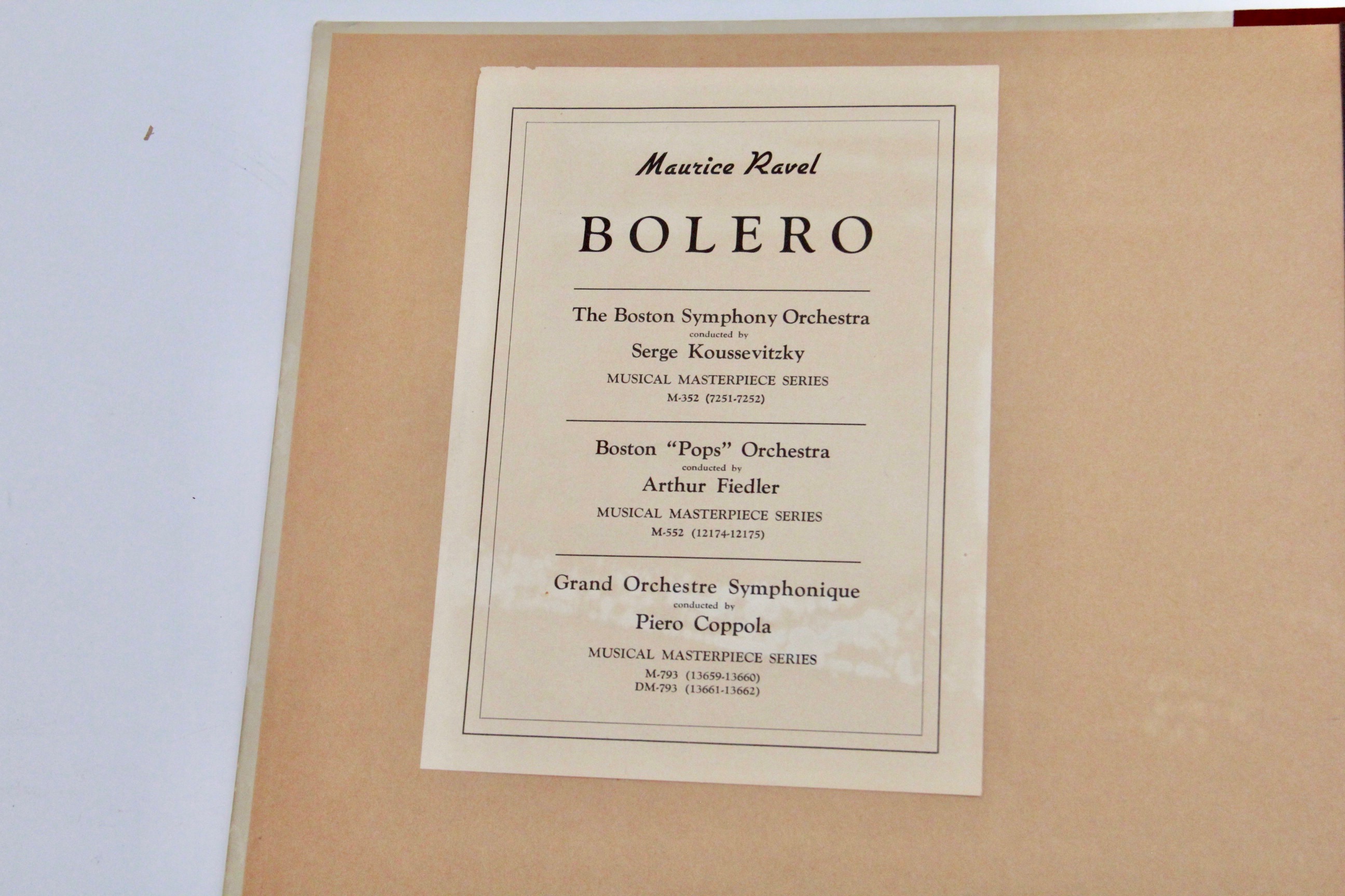 Ravel Bolero 78 rpm Record Set